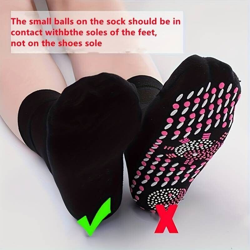 Self heating magnetic therapy socks